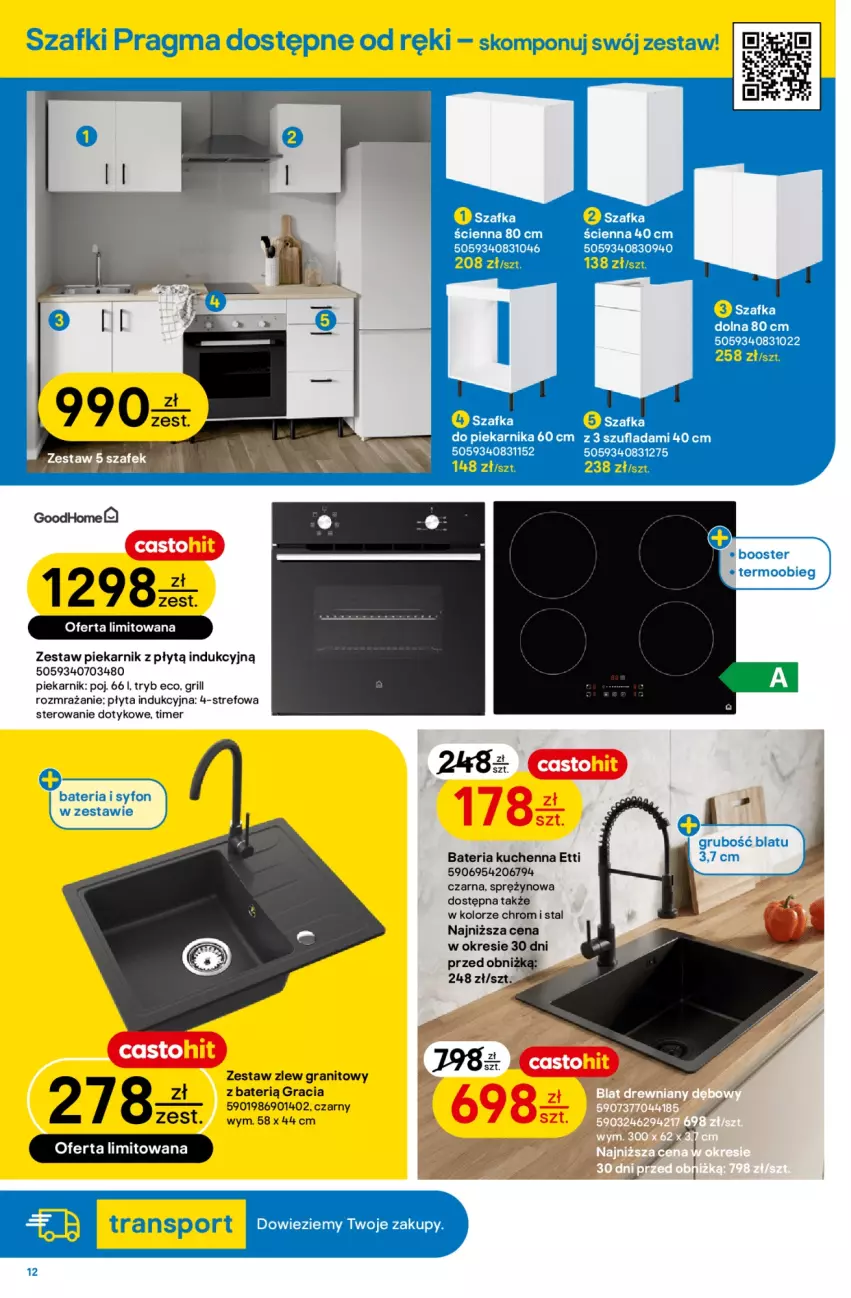 Gazetka promocyjna Castorama - Gazetka Łazienka 24.06-7.07 - ważna 24.06 do 07.07.2026 - strona 12 - produkty: Bateria, Bateria kuchenna, Booster, Gra, Grill, Piekarnik, Płyta, Płyta indukcyjna, Syfon, Szafka, Zlew