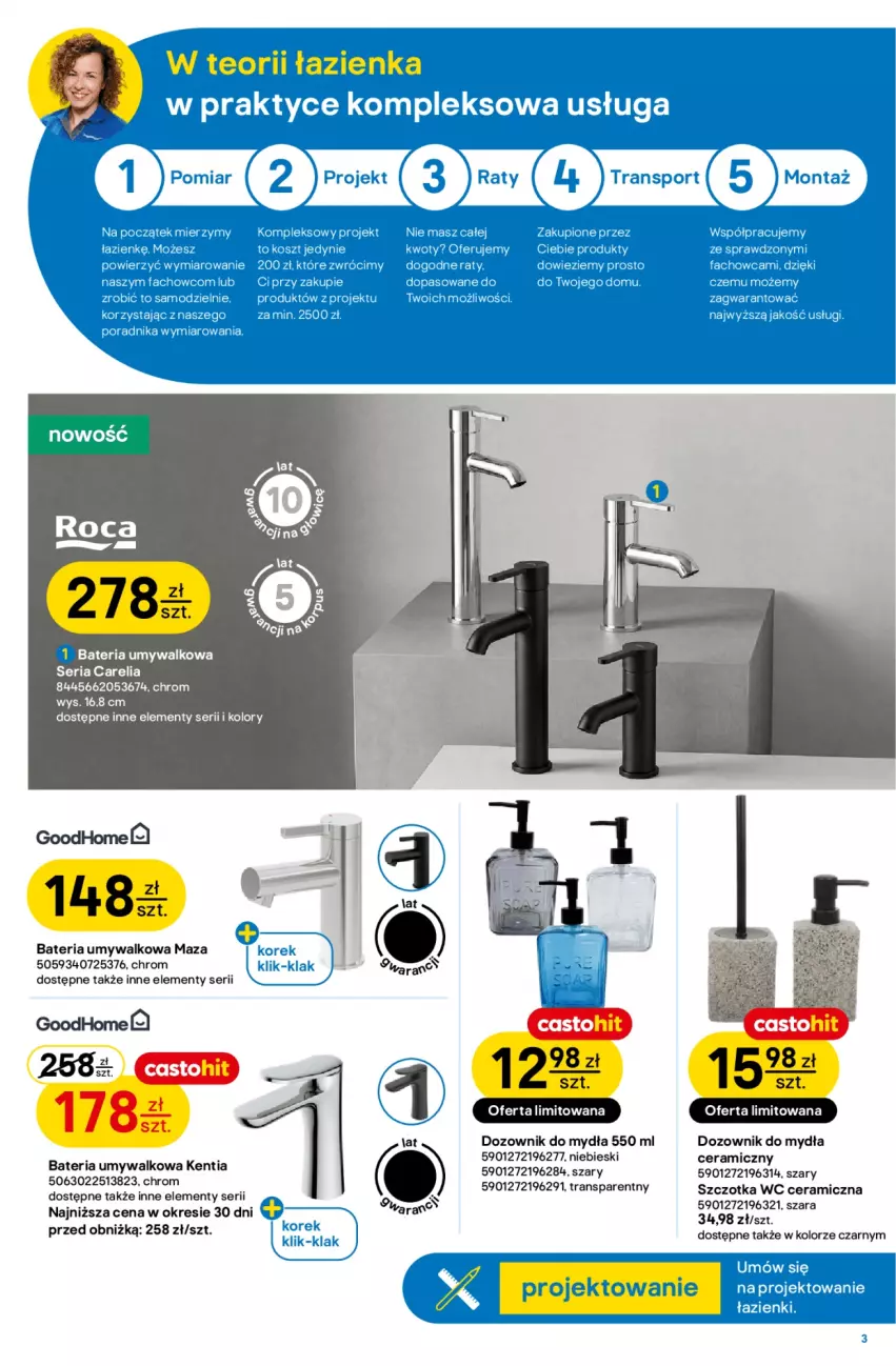 Gazetka promocyjna Castorama - Gazetka Łazienka 24.06-7.07 - ważna 24.06 do 07.07.2026 - strona 3 - produkty: Bateria, Bateria umywalkowa, Dozownik, Ser, Szczotka, Tran