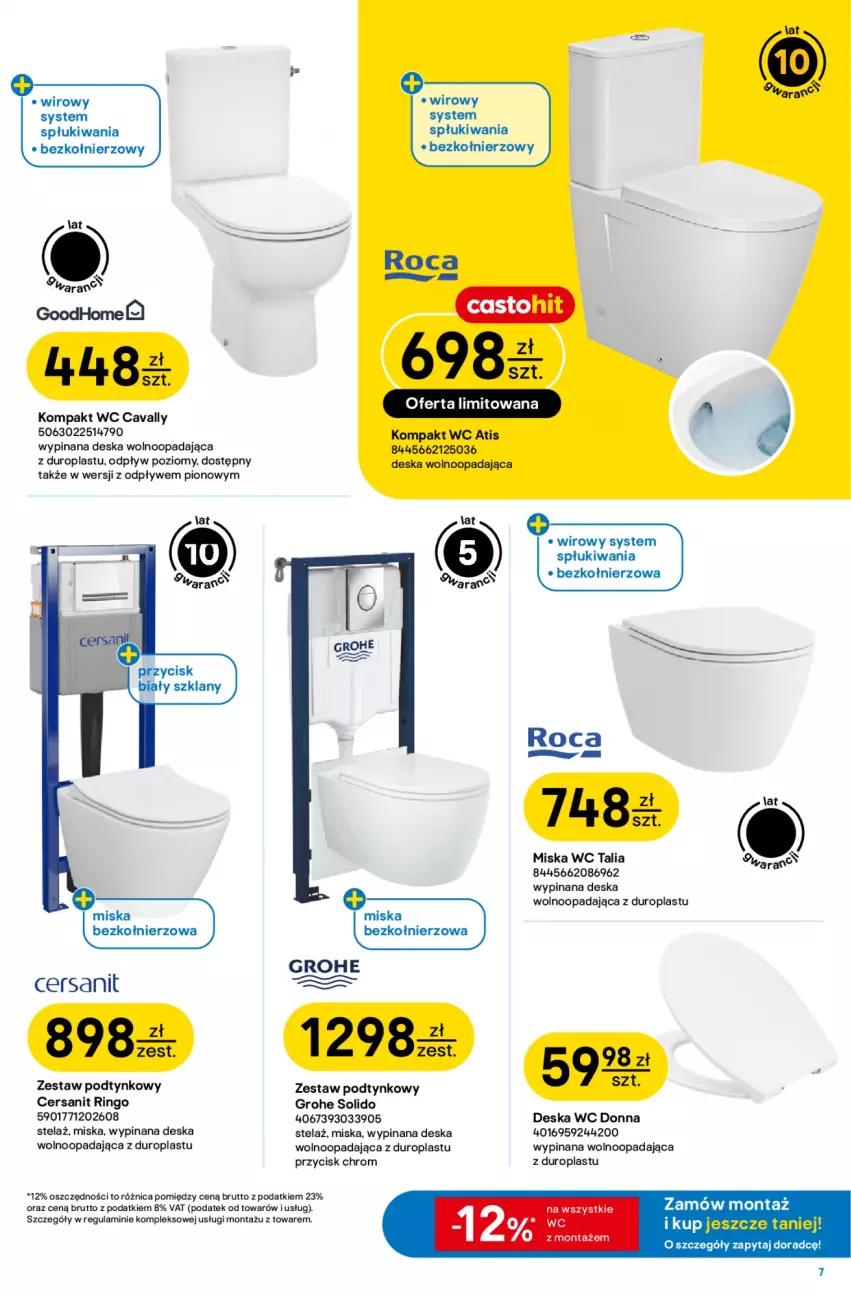 Gazetka promocyjna Castorama - Gazetka Łazienka 24.06-7.07 - ważna 24.06 do 07.07.2026 - strona 7 - produkty: Cersanit, Deska wolnoopadająca, Grohe, Kompakt WC, Miska