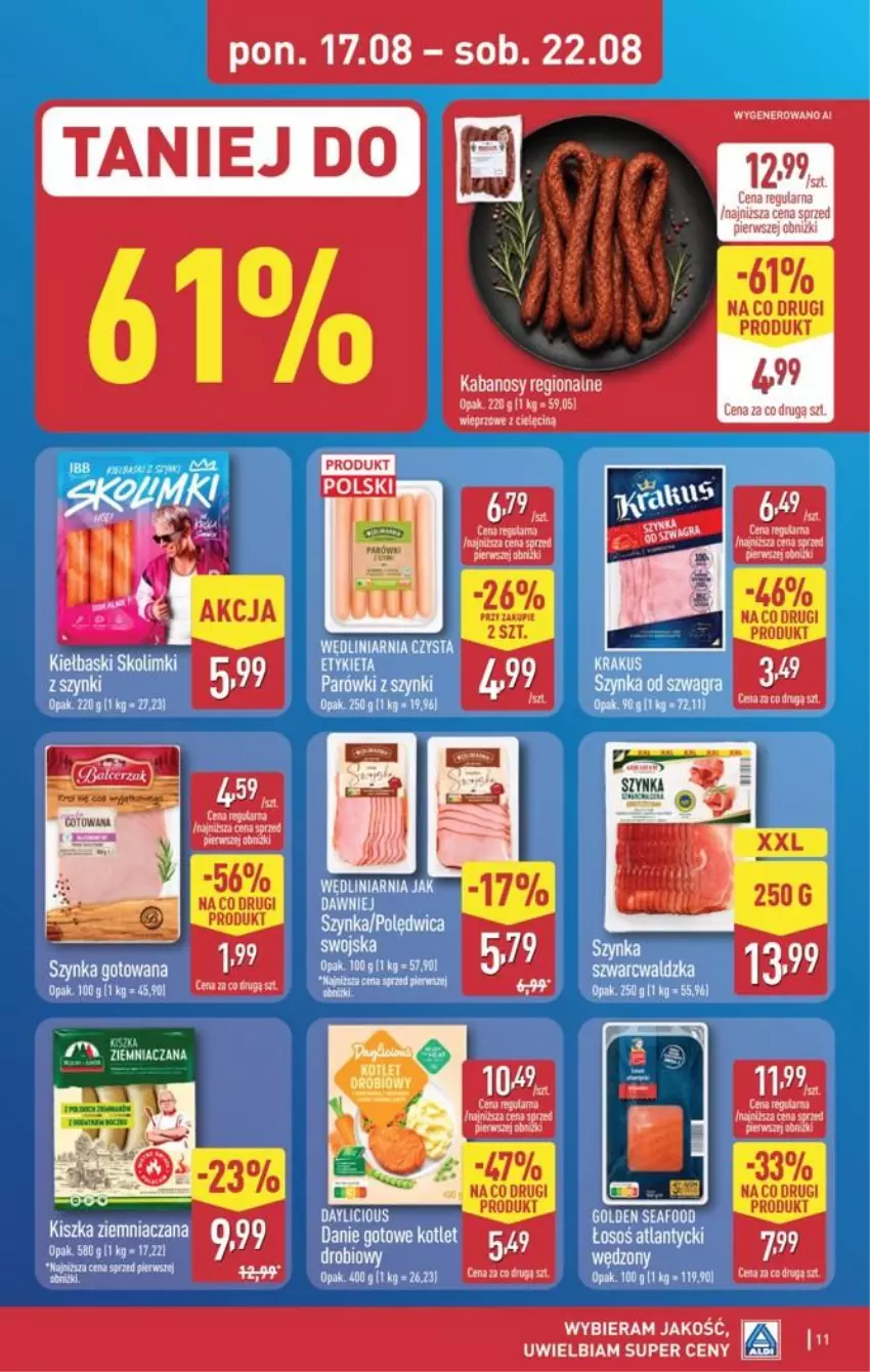 Gazetka promocyjna Aldi - Pełna oferta - ważna 17.08 do 21.08.2026 - strona 11 - produkty: Gala, Kabanos, KOBO, Owoce, Szynka