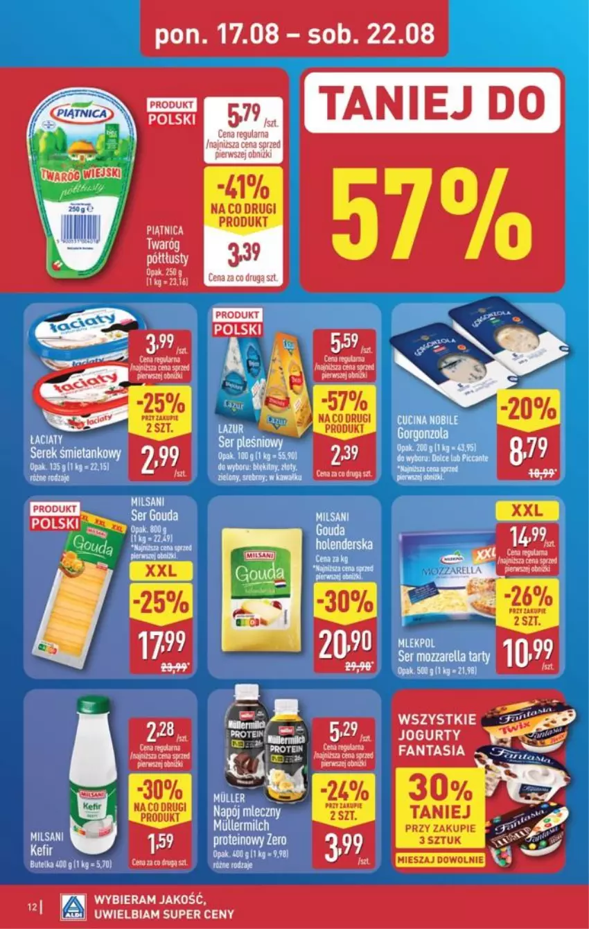 Gazetka promocyjna Aldi - Pełna oferta - ważna 17.08 do 21.08.2026 - strona 12 - produkty: Jogurt, Piątnica, Twaróg