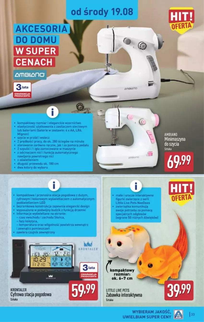 Gazetka promocyjna Aldi - Pełna oferta - ważna 17.08 do 21.08.2026 - strona 33 - produkty: Bateria, Budzik, Czujnik zewnętrzny, Gra, LG, Ser, Stacja pogodowa, Szyna, Tera