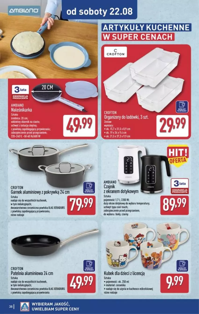 Gazetka promocyjna Aldi - Pełna oferta - ważna 17.08 do 21.08.2026 - strona 38 - produkty: Czajnik, Dzieci, Fa, Garnek, Kubek, Patelnia, Piec