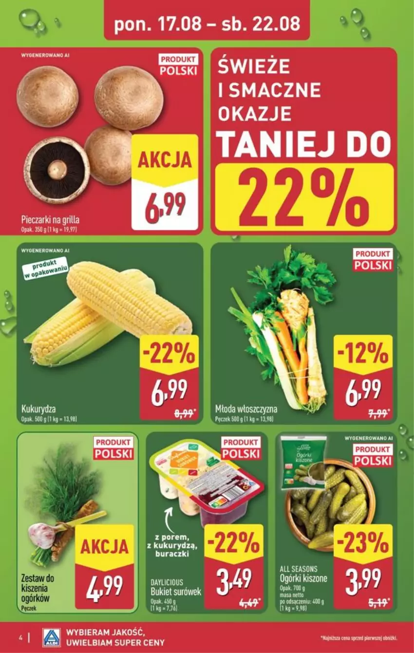 Gazetka promocyjna Aldi - Pełna oferta - ważna 17.08 do 21.08.2026 - strona 4 - produkty: All Seasons, Buraczki, Grill, Kukurydza, Lack, Piec, Por