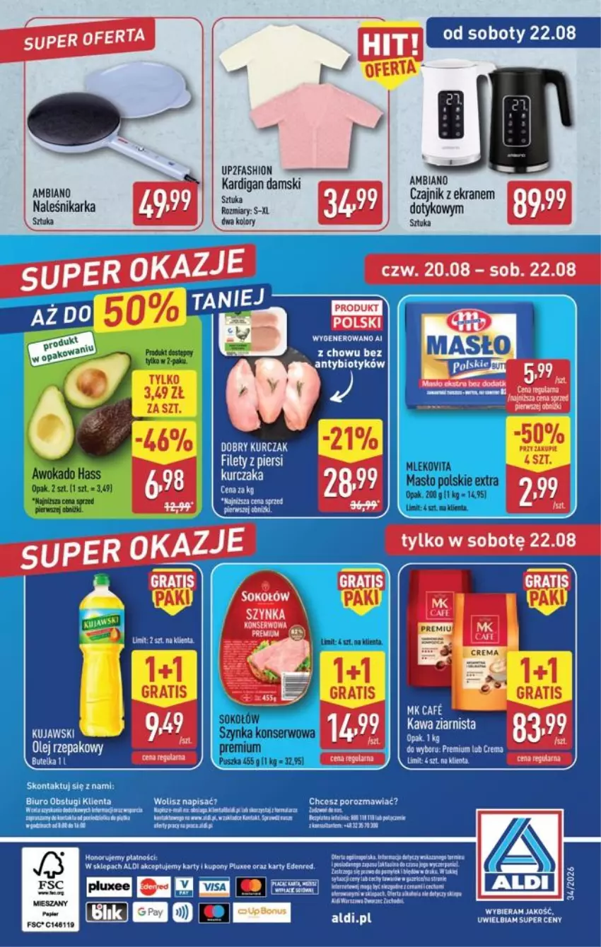 Gazetka promocyjna Aldi - Pełna oferta - ważna 17.08 do 21.08.2026 - strona 44 - produkty: Czajnik, Fa, Mleko, Mlekovita, Ser, Szynka, Szynka konserwowa