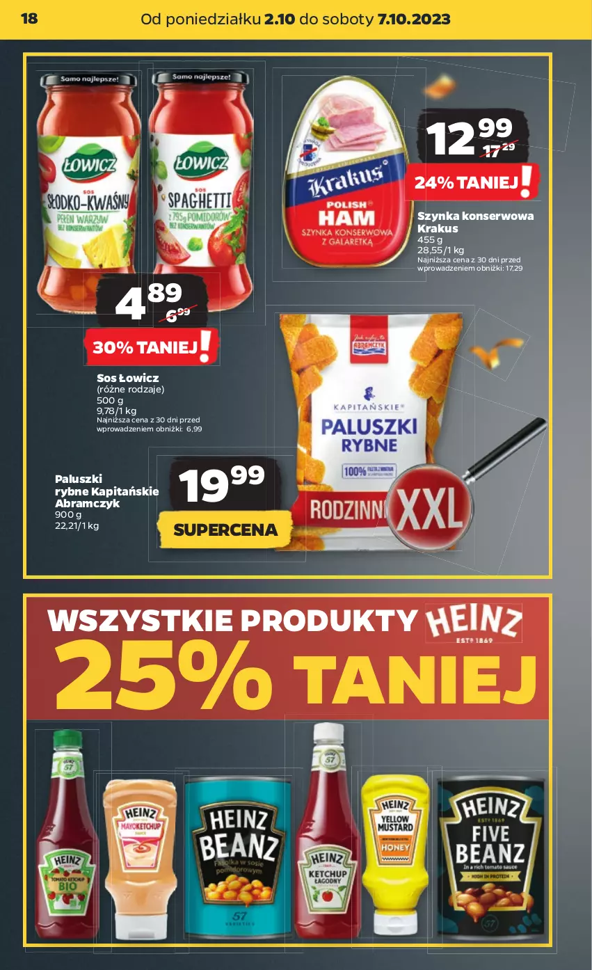 Gazetka promocyjna Netto - Artykuły spożywcze - ważna 02.10 do 07.10.2023 - strona 18 - produkty: Krakus, Paluszki rybne, Ser, Sos, Szynka, Szynka konserwowa