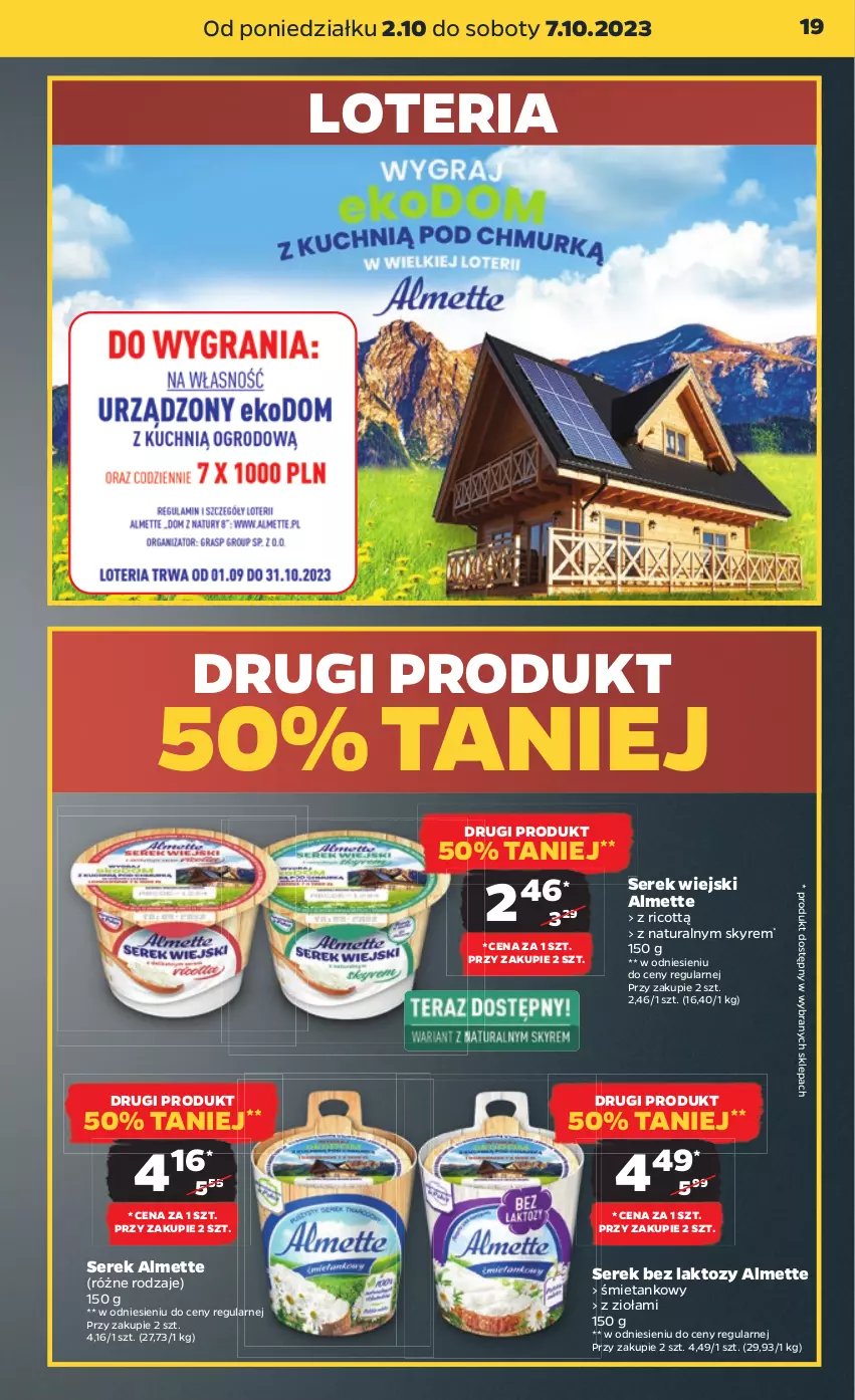 Gazetka promocyjna Netto - Artykuły spożywcze - ważna 02.10 do 07.10.2023 - strona 19 - produkty: Almette, Ser, Serek, Serek wiejski