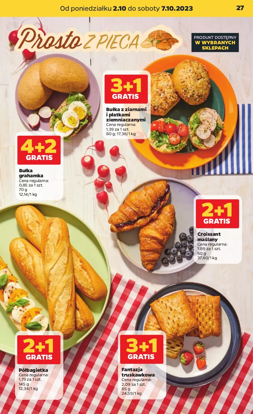 Gazetka promocyjna Netto - Artykuły spożywcze - ważna 02.10 do 07.10.2023 - strona 27 - produkty: Bagietka, Bułka, Bułka grahamka, Croissant, Fa, Fanta, Gra, Półbagietka