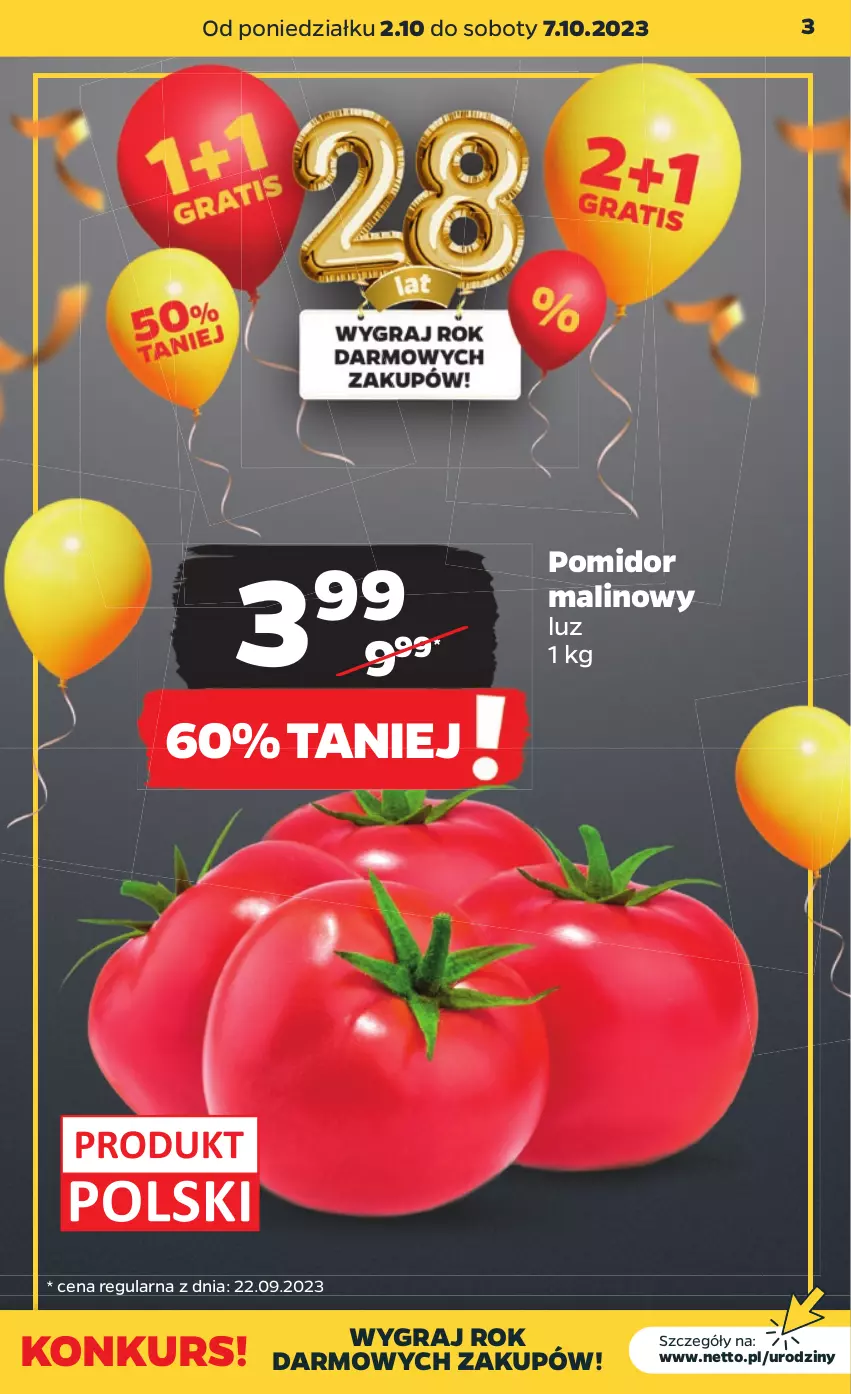 Gazetka promocyjna Netto - Artykuły spożywcze - ważna 02.10 do 07.10.2023 - strona 3 - produkty: Gra, Pomidor malinowy