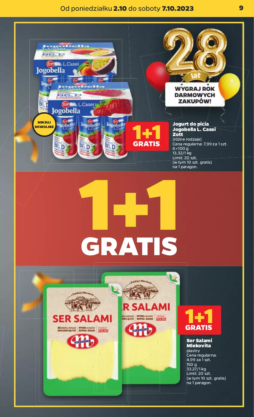 Gazetka promocyjna Netto - Artykuły spożywcze - ważna 02.10 do 07.10.2023 - strona 9 - produkty: Bell, Bella, Gra, Jogobella, Jogurt, Mleko, Mlekovita, Salami, Ser, Ser salami, Zott