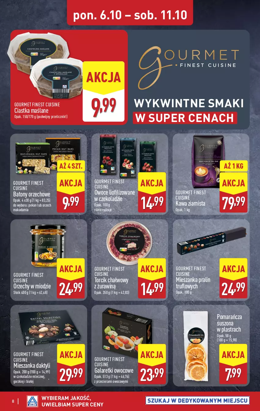 Gazetka promocyjna Aldi - Oferta specjalna - ważna 09.10 do 11.10.2025 - strona 8 - produkty: Baton, Ciastka, Gala, Galaretki, Kawa, Kawa ziarnista, Owoce