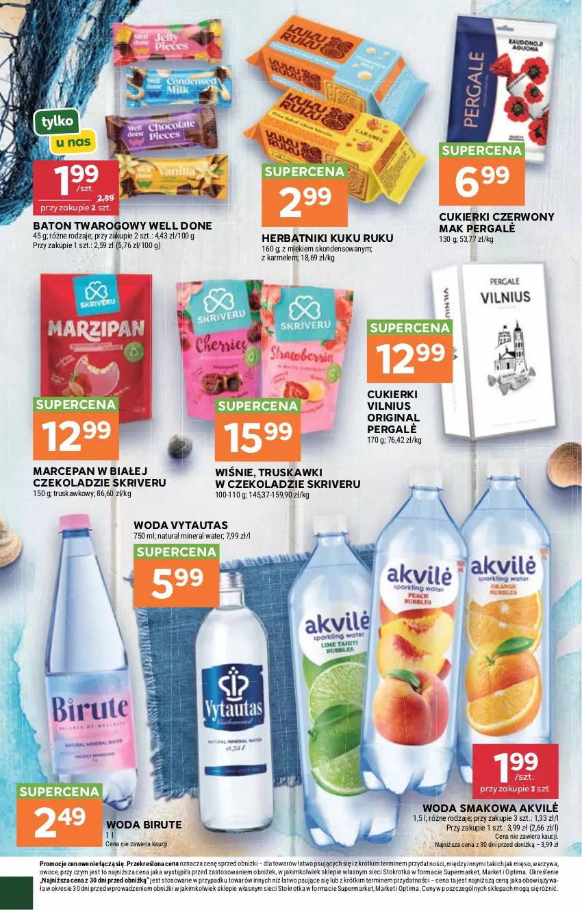 Gazetka promocyjna Stokrotka - Supermarket - ważna 08.10 do 14.10.2026 - strona 42 - produkty: Baton, Cukier, Cukierki, Gin, Herbatniki, Mięso, Optima, Owoce, Truskawki, Warzywa, Woda