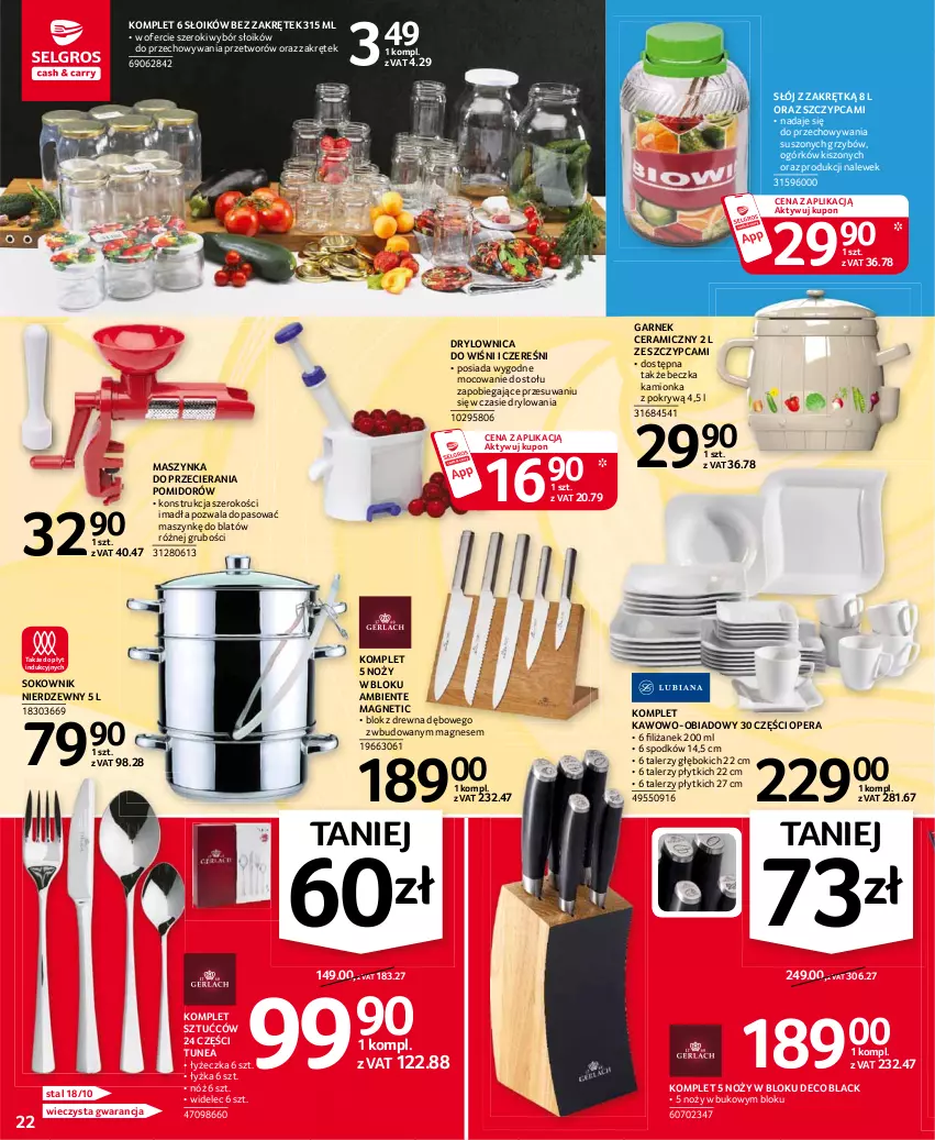 Gazetka promocyjna Selgros - Oferta przemysłowa - ważna 08.07 do 21.07.2021 - strona 22 - produkty: Garnek, Garnek ceramiczny, Lack, Maszynka, Noż, Sok, Szynka, Talerz, Widelec