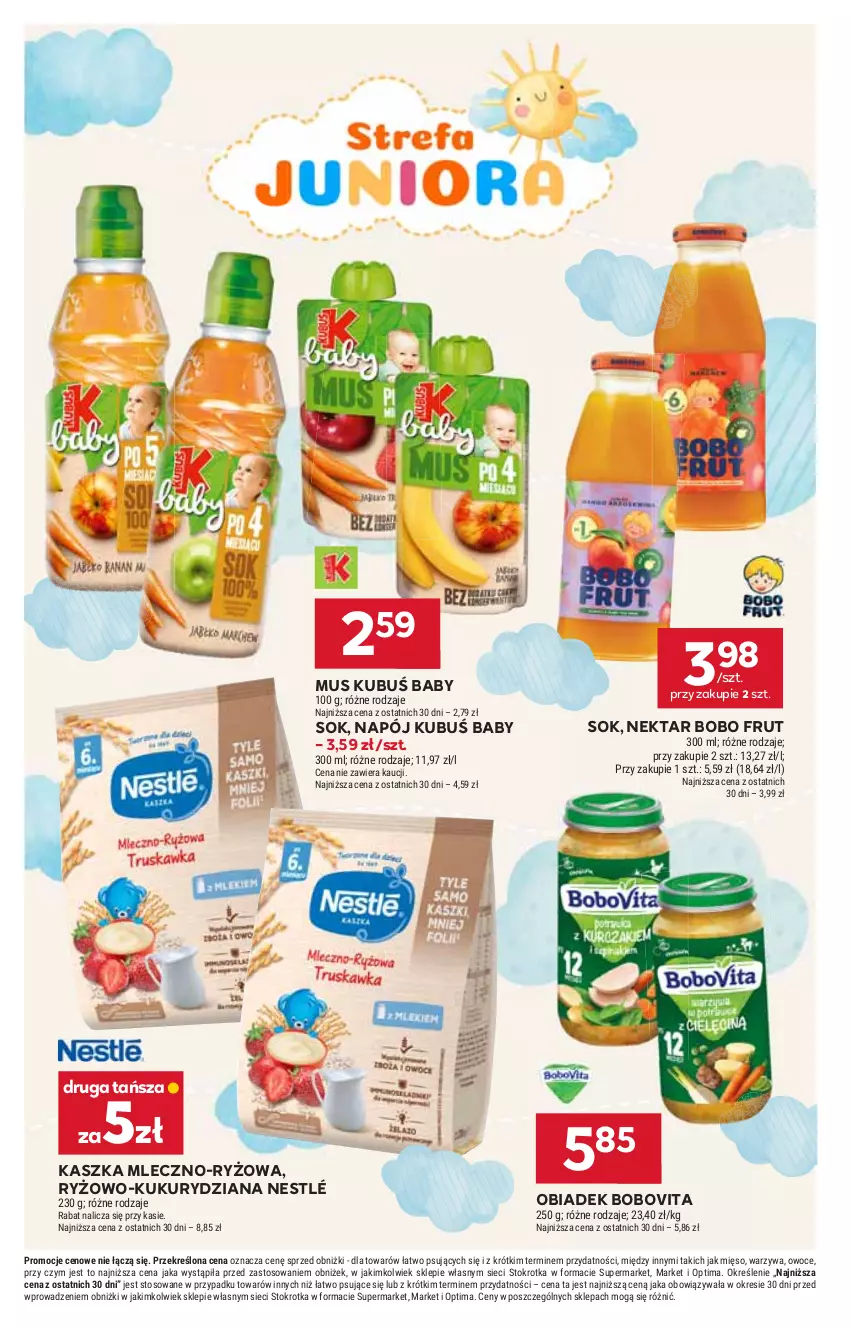Gazetka promocyjna Stokrotka - Supermarket - ważna 23.07 do 29.07.2026 - strona 48 - produkty: BoboVita, Kubuś, Mięso, Mus, Napój, Nektar, Nestlé, Optima, Owoce, Ryż, Sok, Warzywa