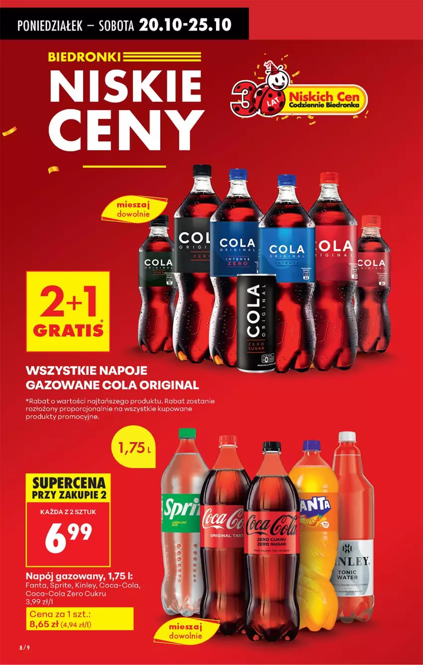 Gazetka promocyjna Biedronka - Od Poniedziałku - ważna 20.10 do 25.10.2025 - strona 10 - produkty: Coca-Cola, Fa, Fanta, Gin, Gra, Napój, Napój gazowany, Napoje, Por, Sprite