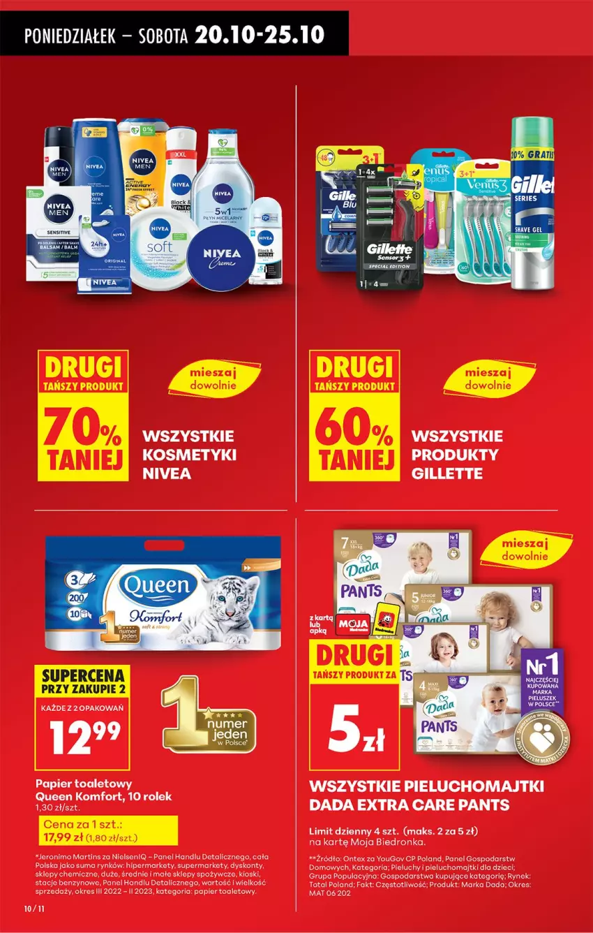 Gazetka promocyjna Biedronka - Od Poniedziałku - ważna 20.10 do 25.10.2025 - strona 12 - produkty: Dada, Dzieci, Fa, Gillette, Majtki, Papier, Papier toaletowy, Pieluchomajtki, Pieluchy