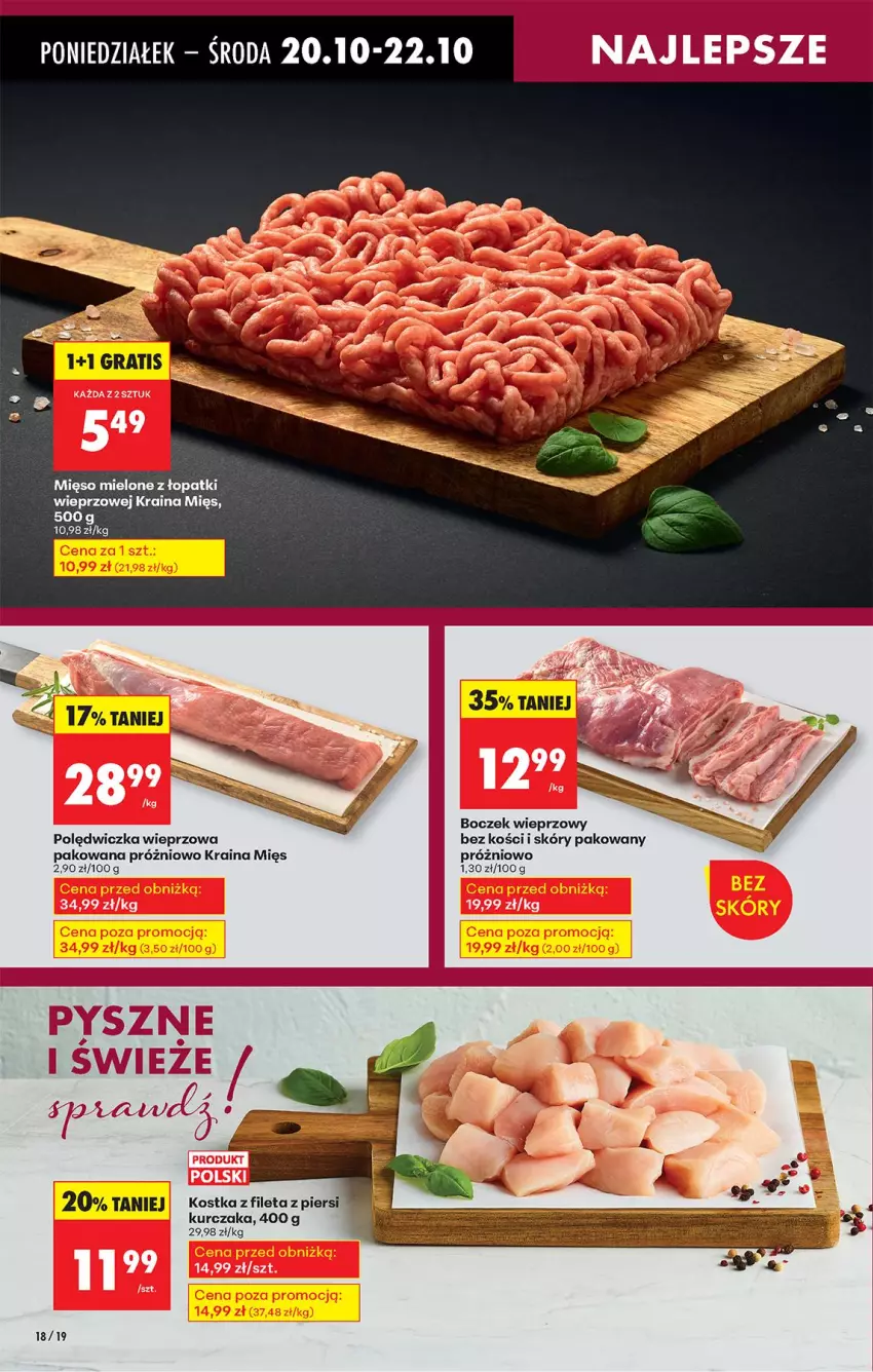 Gazetka promocyjna Biedronka - Od Poniedziałku - ważna 20.10 do 25.10.2025 - strona 22 - produkty: Boczek, Boczek wieprzowy, Kurczak, Mięso, Mięso mielone, Mięso mielone z łopatki wieprzowej, Polędwiczka wieprzowa