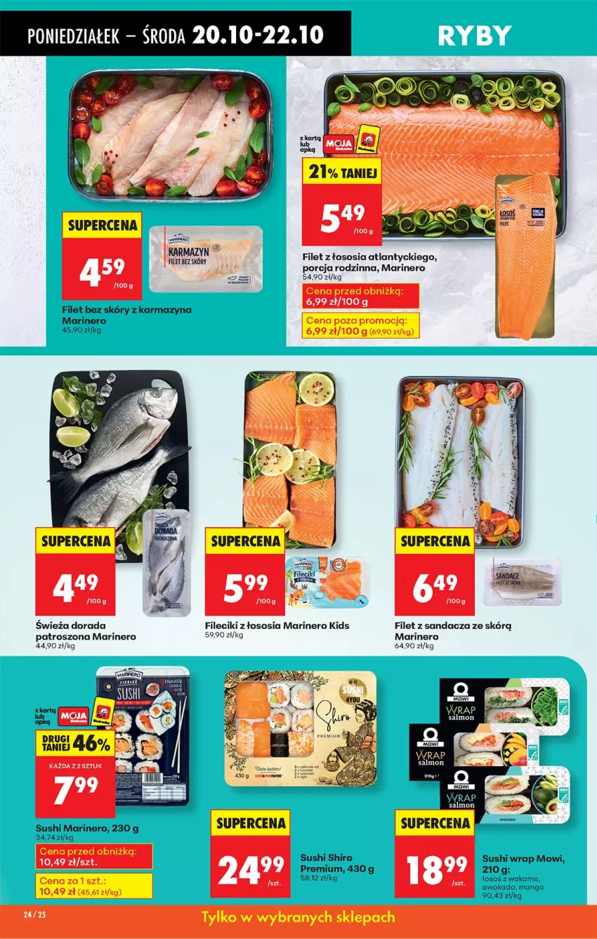 Gazetka promocyjna Biedronka - Od Poniedziałku - ważna 20.10 do 25.10.2025 - strona 28 - produkty: Fa, Filet z sandacza, HP, Por, Sandacz, Sos, Sushi