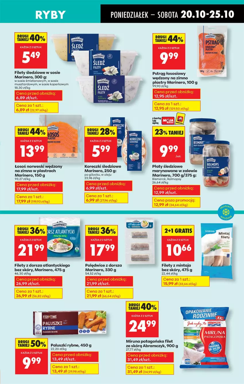 Gazetka promocyjna Biedronka - Od Poniedziałku - ważna 20.10 do 25.10.2025 - strona 29 - produkty: Dorsz, Gra, Koreczki śledziowe, LG, Mintaj, Miruna, Mop, Mus, Olej, Paluszki rybne, Płaty śledziowe, Pstrąg, Pstrąg łososiowy, Sos, Tago