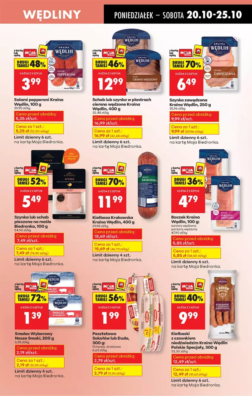 Gazetka promocyjna Biedronka - Od Poniedziałku - ważna 20.10 do 25.10.2025 - strona 31 - produkty: Boczek, Duda, Kiełbasa, Kiełbasa krakowska, Pasztet, Piec, Salami, Smalec, Sok, Sokołów, Szynka