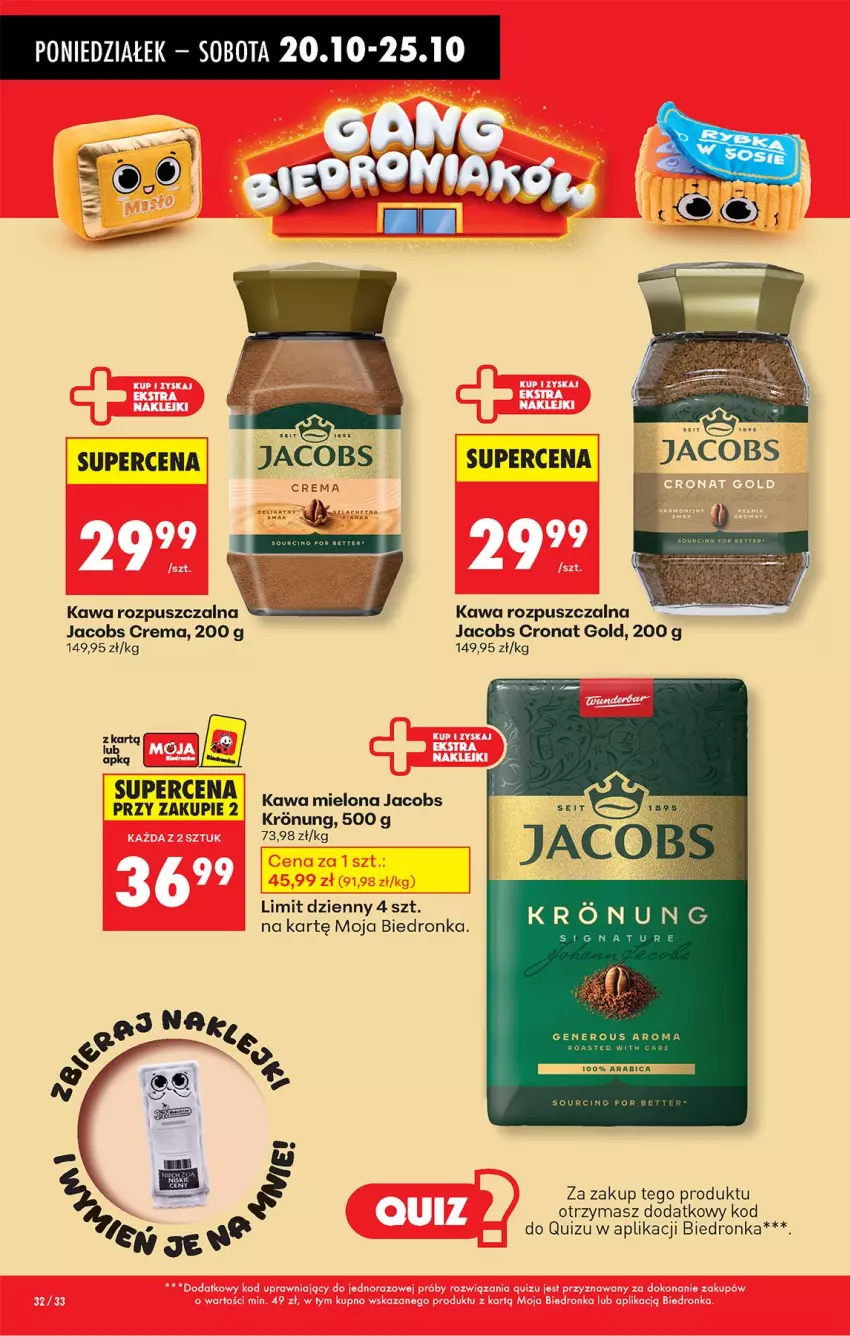 Gazetka promocyjna Biedronka - Od Poniedziałku - ważna 20.10 do 25.10.2025 - strona 40 - produkty: BIC, Jacobs, Kawa, Kawa mielona, Kawa rozpuszczalna, Quiz
