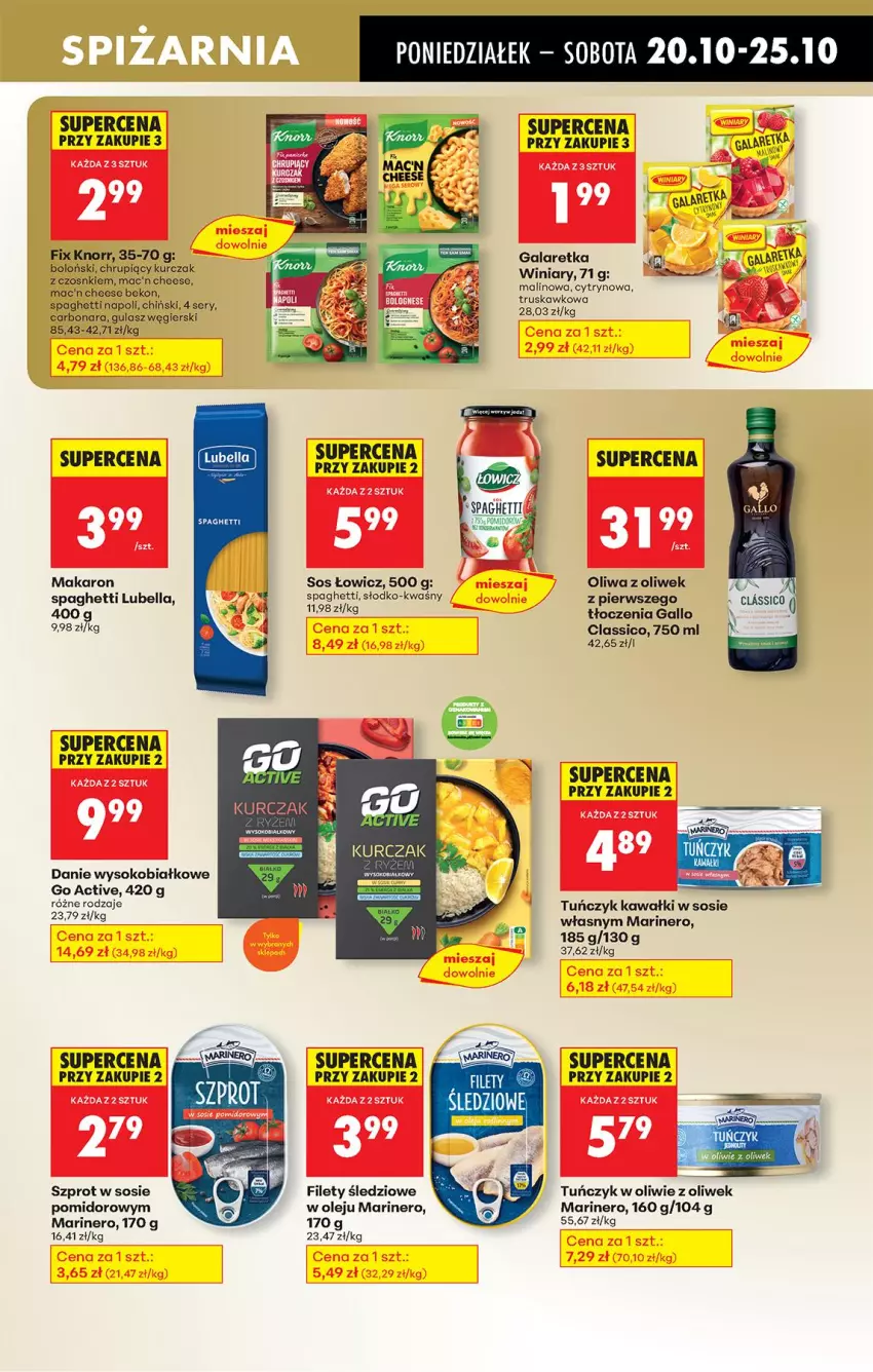 Gazetka promocyjna Biedronka - Od Poniedziałku - ważna 20.10 do 25.10.2025 - strona 47 - produkty: Beko, Bell, Bella, Gala, Galaretka, Kawa, Knorr, Kurczak, Lubella, Makaron, Olej, Oliwa, Oliwa z oliwek, Ser, Sok, Sos, Spaghetti, Szprot, Szprot w sosie, Tuńczyk, Winiary