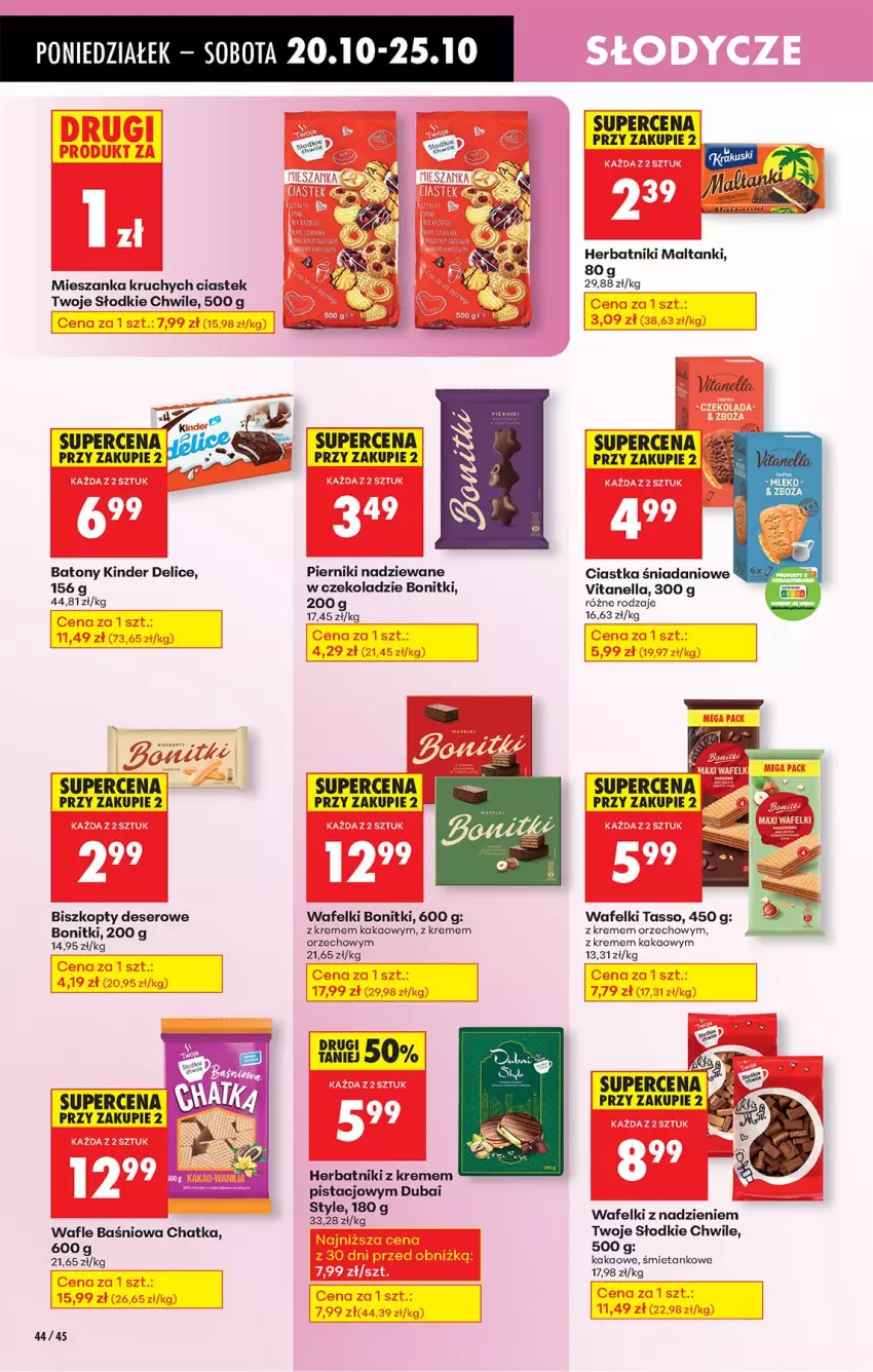 Gazetka promocyjna Biedronka - Od Poniedziałku - ważna 20.10 do 25.10.2025 - strona 56 - produkty: Baton, Biszkopty, Bonitki, Ciastka, Danio, Deser, Herbatniki, Kakao, Kinder, Piernik, Ser, Stek, Wafle