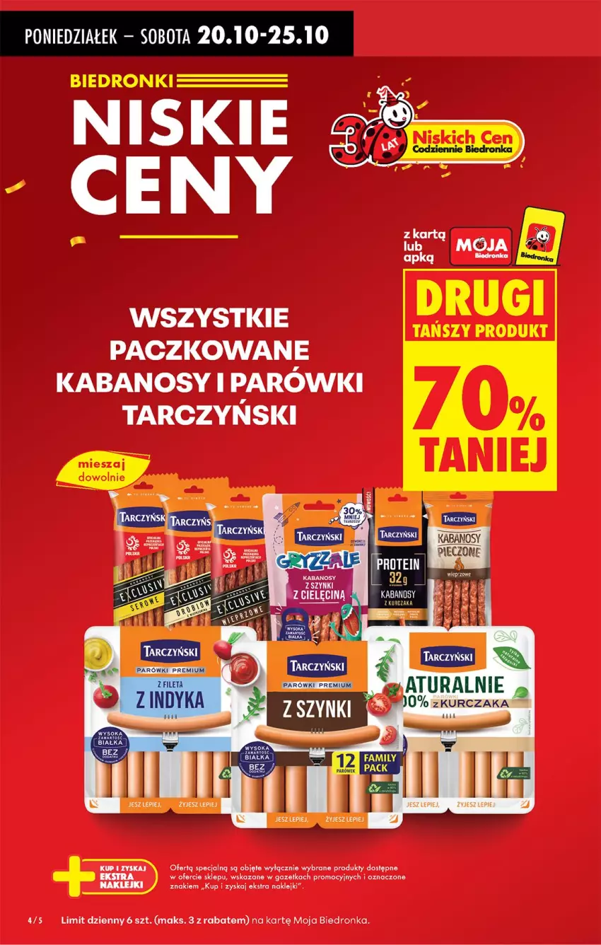 Gazetka promocyjna Biedronka - Od Poniedziałku - ważna 20.10 do 25.10.2025 - strona 6 - produkty: Kabanos, Klej, Parówki, Tarczyński