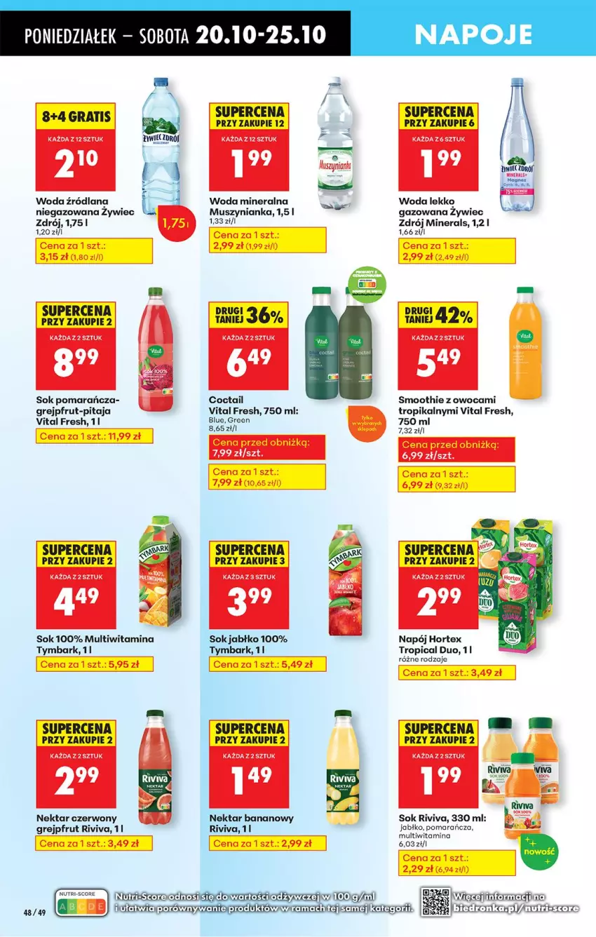 Gazetka promocyjna Biedronka - Od Poniedziałku - ważna 20.10 do 25.10.2025 - strona 60 - produkty: Gra, Grejpfrut, Hortex, LANA, Mus, Muszynianka, Napój, Napoje, Nektar, Nektar bananowy, Smoothie, Sok, Tropical, Tymbark, Woda, Woda mineralna