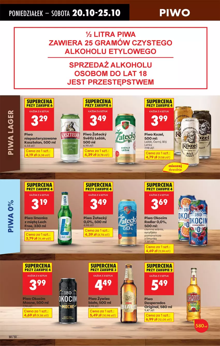 Gazetka promocyjna Biedronka - Od Poniedziałku - ważna 20.10 do 25.10.2025 - strona 62 - produkty: Fa, Gin, Kasztelan, Koc, Kozel, Okocim, Piwa, Piwo, Radler