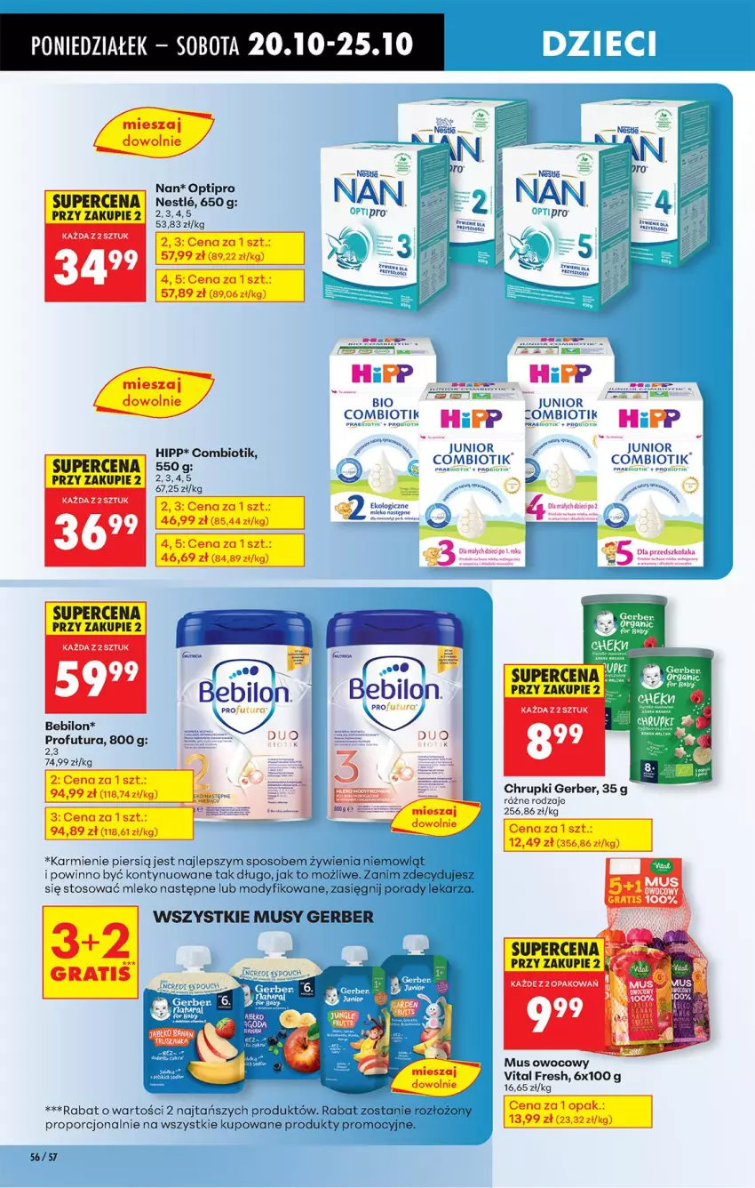 Gazetka promocyjna Biedronka - Od Poniedziałku - ważna 20.10 do 25.10.2025 - strona 68 - produkty: BEBILON, Chrupki, Gerber, HiPP, Karmi, Lion, Mleko, Mus, O nas, Por