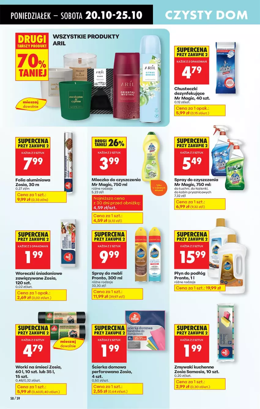 Gazetka promocyjna Biedronka - Od Poniedziałku - ważna 20.10 do 25.10.2025 - strona 70 - produkty: Chusteczki, Danio, Folia aluminiowa, Lack, Mleczko, Pronto, Spray do czyszczenia, Worki na śmiec, Worki na śmieci, Zmywaki kuchenne