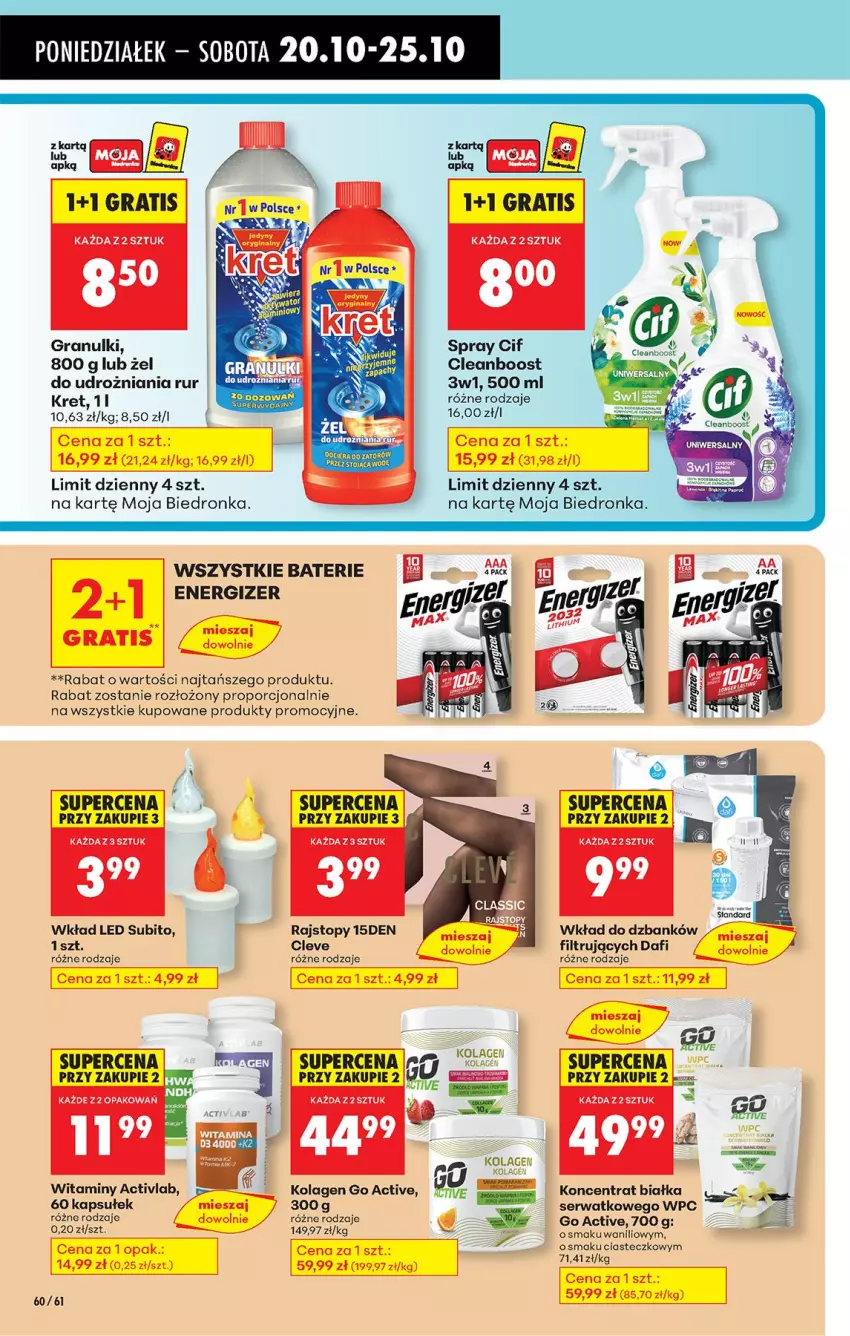 Gazetka promocyjna Biedronka - Od Poniedziałku - ważna 20.10 do 25.10.2025 - strona 72 - produkty: Cif, Energizer, Gra, Kolagen, Kret, Por, Rajstopy, Ser, Top