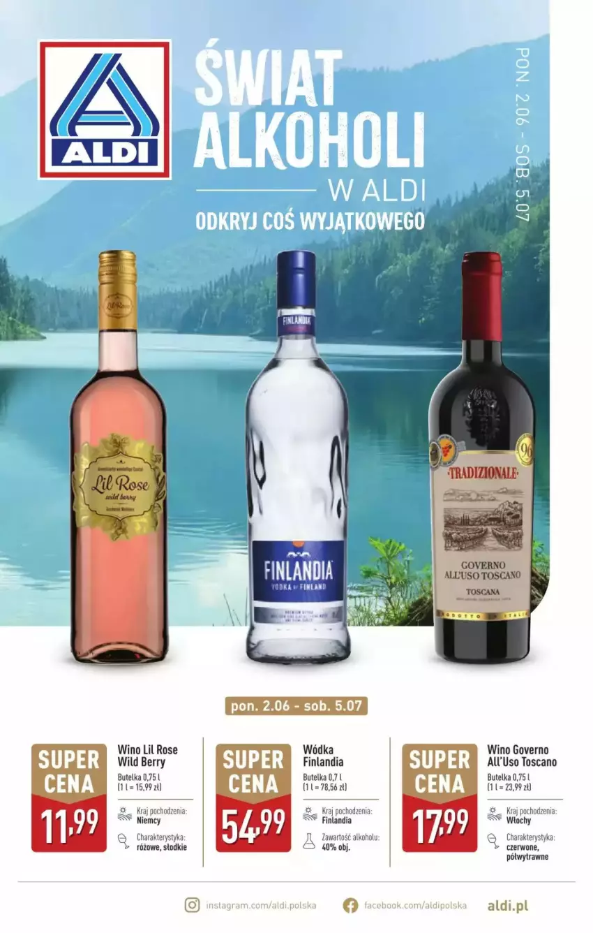 Gazetka promocyjna Aldi - ważna 02.06 do 05.07.2025 - strona 1 - produkty: Fa, Finlandia, Gra, Wino, Wódka