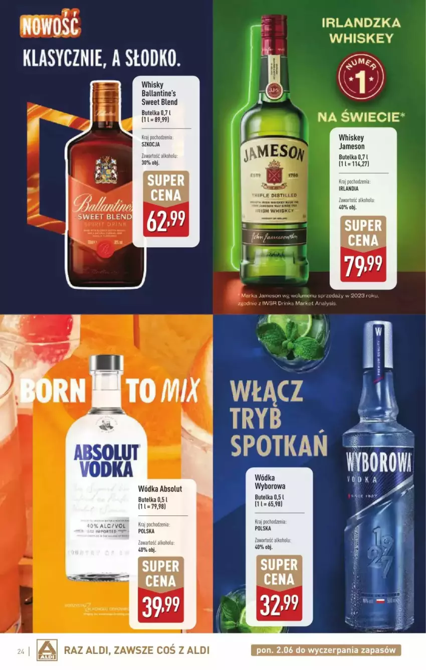 Gazetka promocyjna Aldi - ważna 02.06 do 05.07.2025 - strona 15 - produkty: Absolut, Jameson, Koc, Whiskey, Whisky, Wódka, Wyborowa