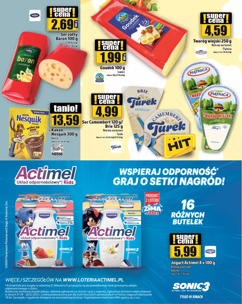 Gazetka promocyjna Topaz - Gazetka - ważna 28.11 do 04.12.2024 - strona 16 - produkty: Camembert, Danone, Kakao, Nesquik, Piątnica, Por, Ser, Twaróg