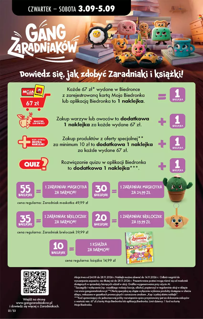 Gazetka promocyjna Biedronka - Gazetka - ważna 03.09 do 10.09.2026 - strona 1 - produkty: Breloczek, Gra, Grafika, Klej, Kotek, Książka, Papier, Quiz