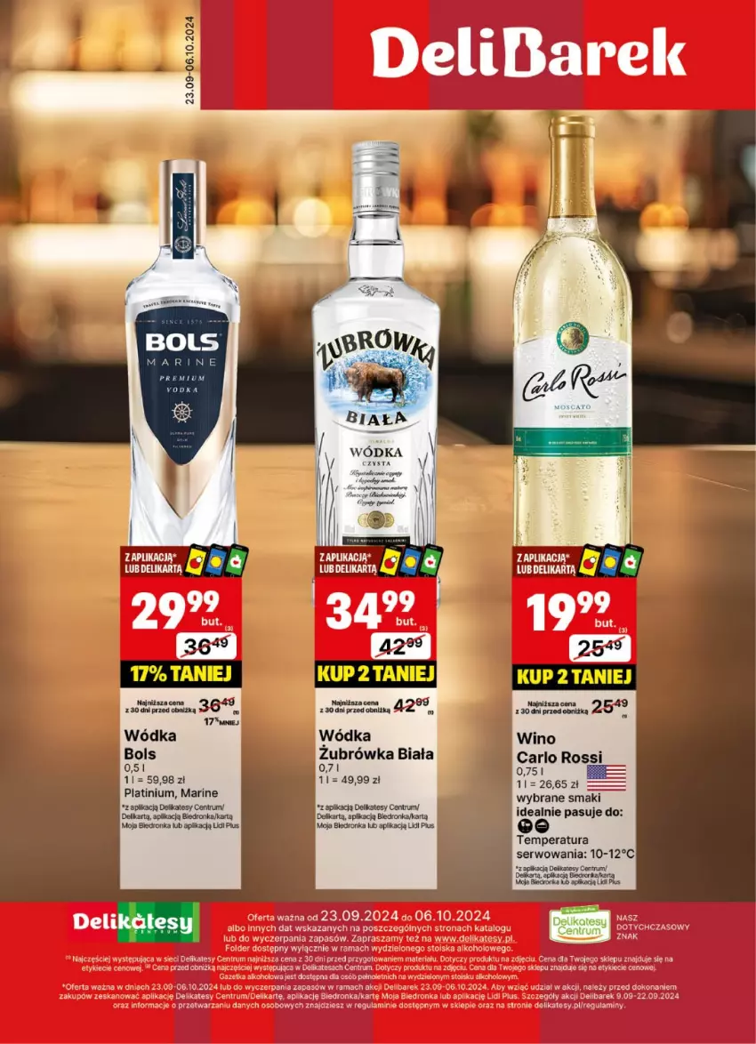 Gazetka promocyjna Delikatesy Centrum - DeliBarek DC39-DC40 - ważna 23.09 do 06.10.2024 - strona 3 - produkty: Bols, Carlo Rossi, Rum, Ser, Wino, Wódka