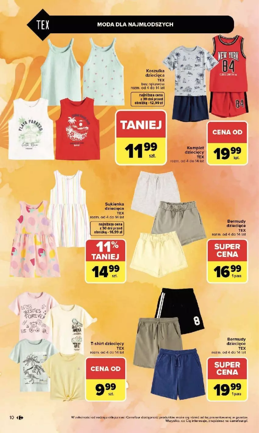 Gazetka promocyjna Carrefour - Gazetka Stylizacje na letnie okazje - ważna 01.06 do 20.06.2026 - strona 10 - produkty: Bermudy, Dzieci, Kosz, Koszulka, Moda, Sukienka, T-shirt