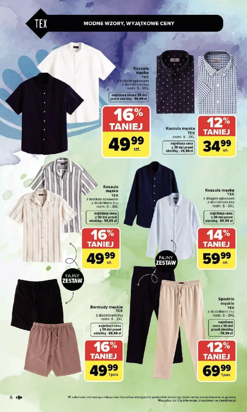 Gazetka promocyjna Carrefour - Gazetka Stylizacje na letnie okazje - ważna 01.06 do 20.06.2026 - strona 6 - produkty: Bermudy, Kosz, Koszula, Spodnie