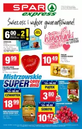 Gazetka promocyjna Spar - SparExpress - Gazetka - ważna od 12.02 do 12.02.2022 - strona 1 - produkty: Kawa rozpuszczalna, Sok, Ser, Praliny, Lindor, Kawa, Ferrero Rocher, Rolnik, Ferrero, Jacobs, Wino, Lindt