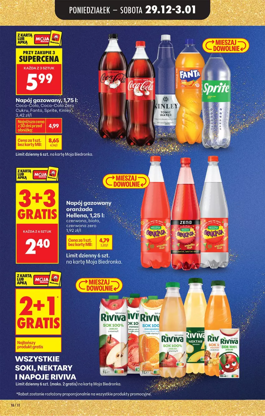 Gazetka promocyjna Biedronka - Od Poniedziałku - ważna 29.12.2025 do 03.01.2026 - strona 14 - produkty: Coca-Cola, Fa, Fanta, Gra, Hellena, Napój, Napoje, Nektar, Oranżada, Por, Sok, Sprite