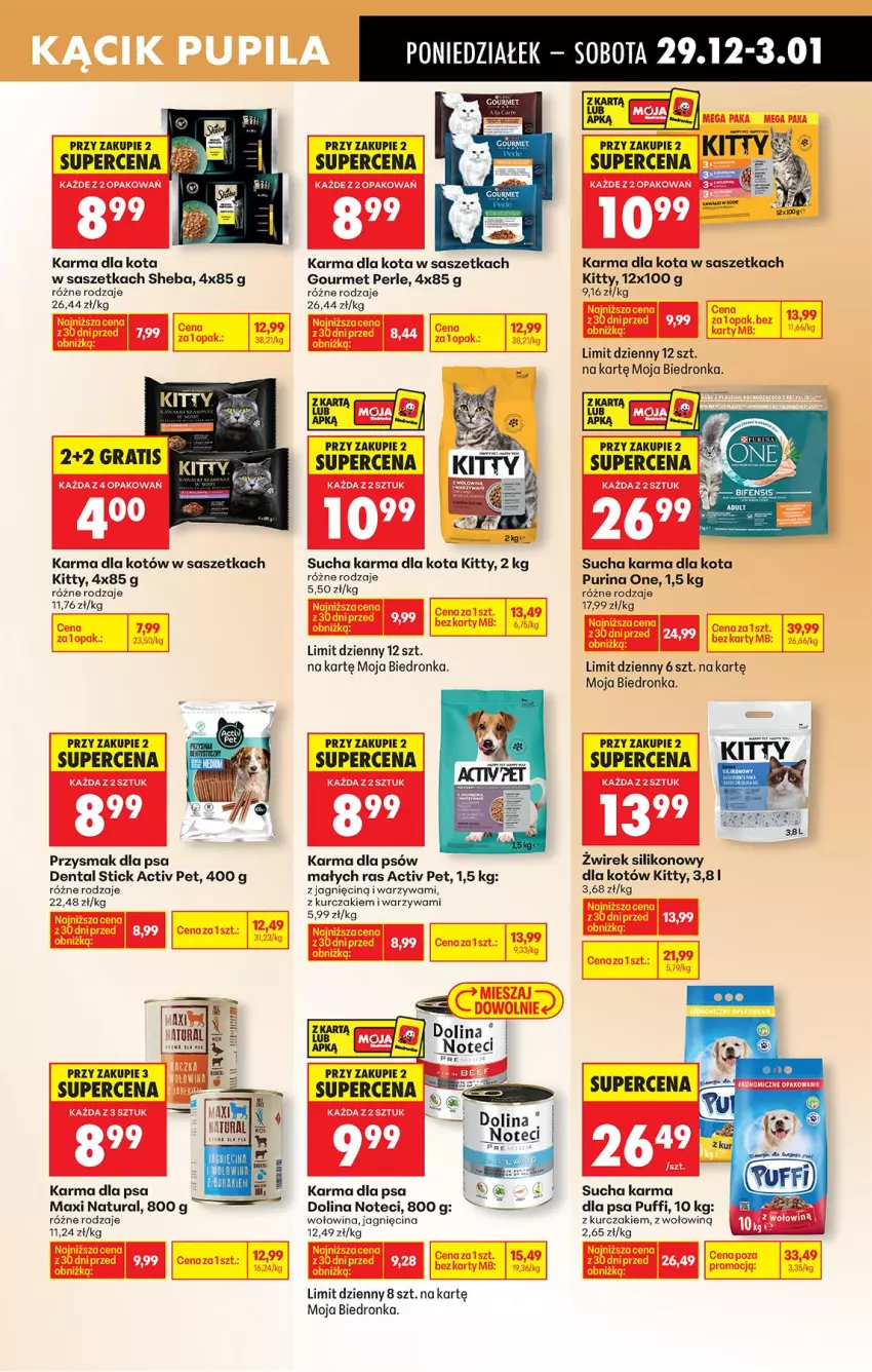 Gazetka promocyjna Biedronka - Od Poniedziałku - ważna 29.12.2025 do 03.01.2026 - strona 75 - produkty: Kurczak, Przysmak dla psa, Puf, Pur, Purina, Sheba, Sucha karma, Warzywa, Wołowina