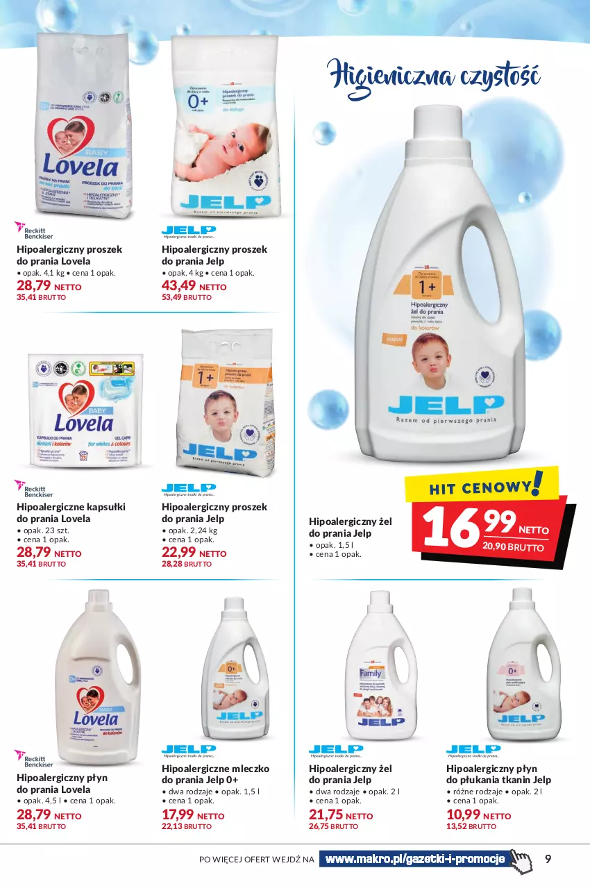 Gazetka promocyjna Makro - [Oferta specjalna] Pranie czysta przyjemność - ważna 23.08 do 05.09.2022 - strona 9 - produkty: Hipoalergiczny proszek, Kapsułki do prania, Lovela, Mleczko, Mleczko do prania, Płyn do płukania, Płyn do prania, Proszek do prania