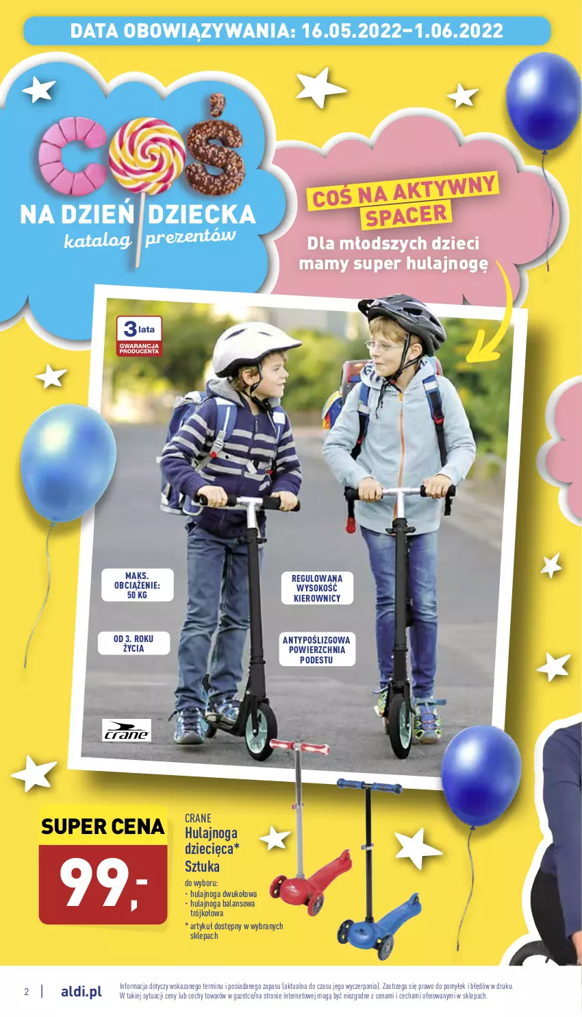 Gazetka promocyjna Aldi - Dzień Dziecka - ważna 16.05 do 01.06.2022 - strona 2 - produkty: Acer, Dzieci, Hulajnoga, Sok