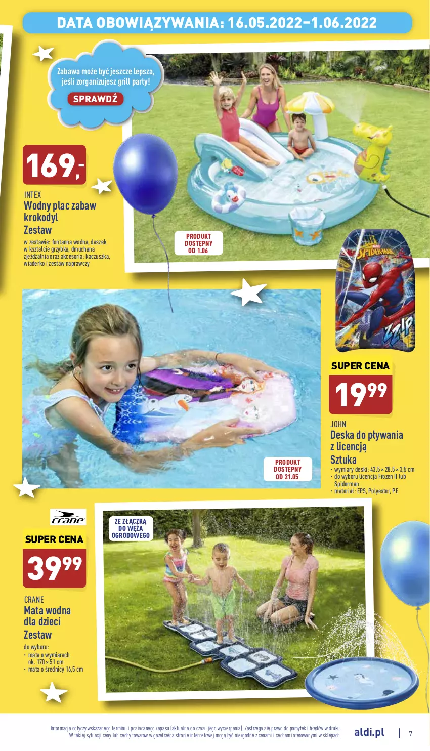 Gazetka promocyjna Aldi - Dzień Dziecka - ważna 16.05 do 01.06.2022 - strona 7 - produkty: Dzieci, Frozen, Grill, Mata wodna, Spiderman