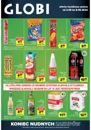 Gazetka promocyjna Carrefour - Gazetka Globi - Gazetka - ważna od 08.08 do 08.08.2022 - strona 1 - produkty: Piwa, Piwo, Ciastka, Cheetos, Sok, Por, Gra, Napój energetyczny, Cukier, Somersby, Chipsy, Mirinda, Kosz, Tyskie, Pepsi, Oranżada, Hellena, Crunchips, Lorenz, Cukierki, Napój, Hortex