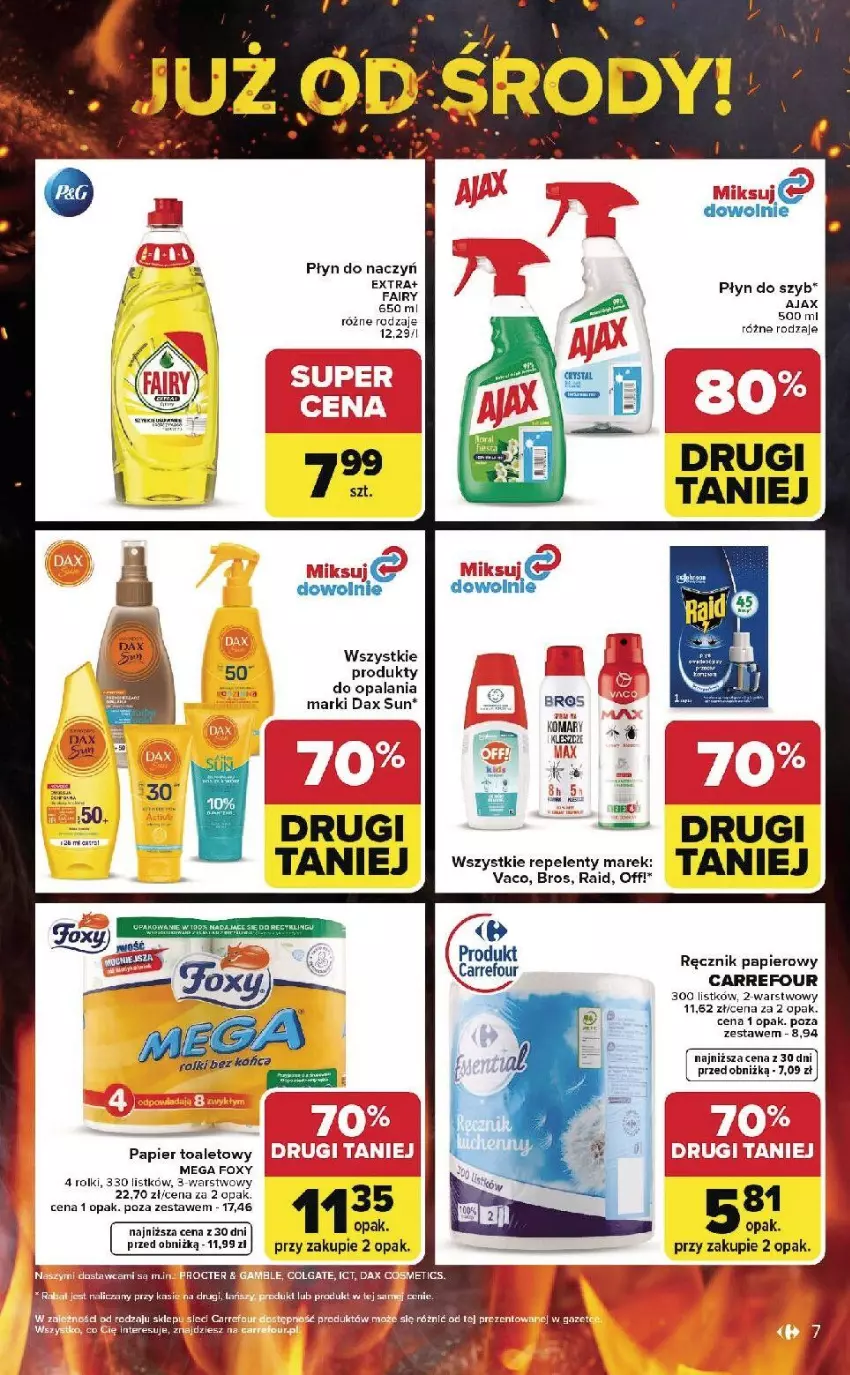 Gazetka promocyjna Carrefour - Gazetka Weekend okazji już od środy! - ważna 29.04 do 02.05.2026 - strona 7 - produkty: DAX, Fa, Fairy, Foxy, Papier, Papier toaletowy, Płyn do szyb, Ręcznik, Rolki