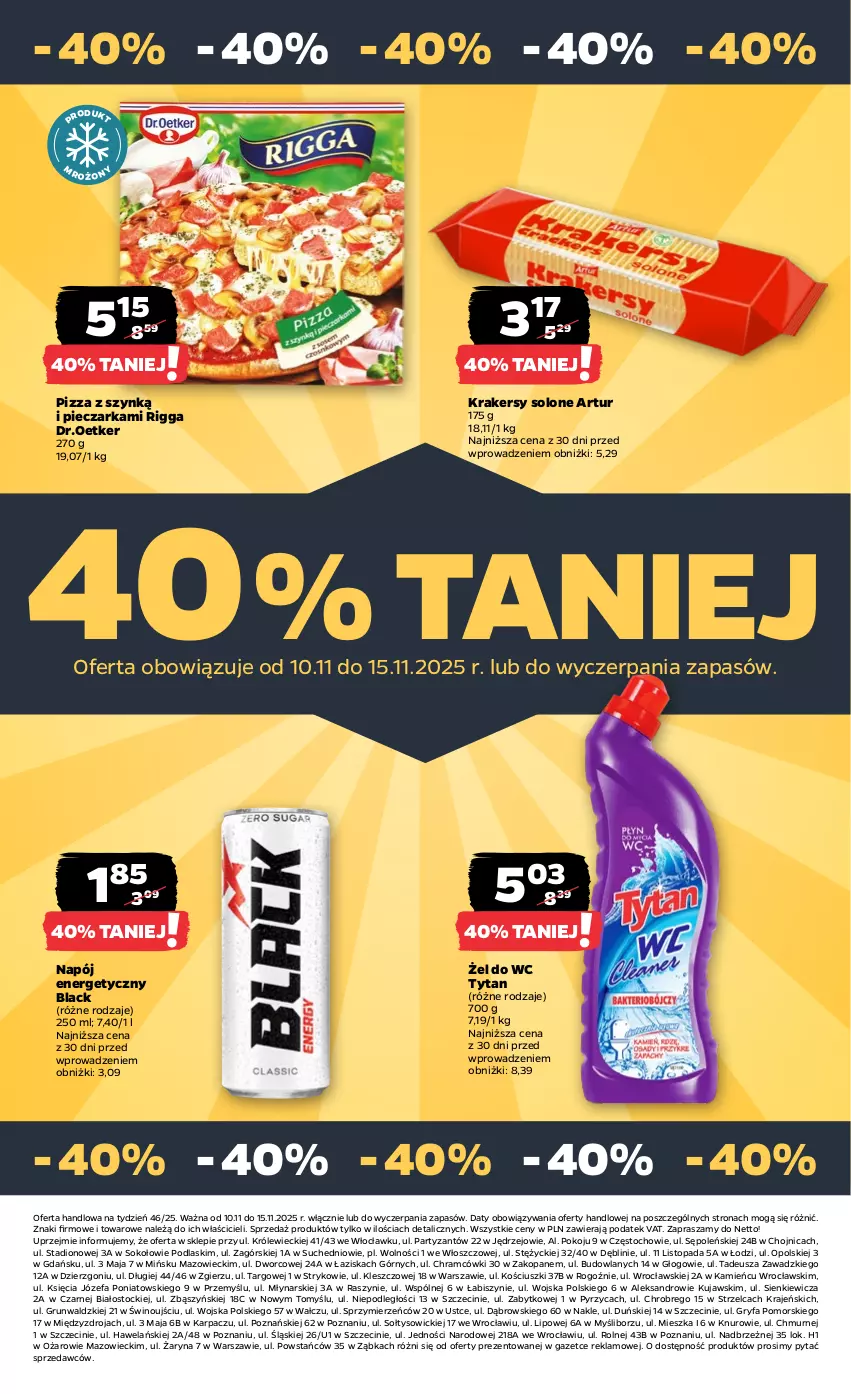 Gazetka promocyjna Netto - Od Poniedziałku - ważna 10.11 do 15.11.2025 - strona 27 - produkty: Artur, Fa, Gry, Karp, Krakersy, Kujawski, Lack, Napój, Napój energetyczny, Piec, Pieczarka, Pizza, Podlaski, Sok, Stock, Top, Tytan, Wino