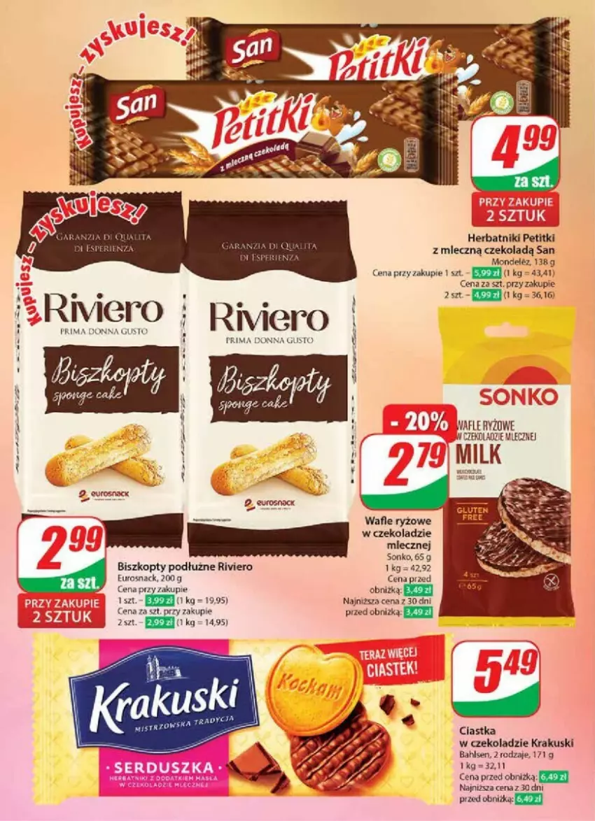 Gazetka promocyjna Dino - ważna 18.09 do 24.09.2024 - strona 6 - produkty: Biszkopty, Ciastka, Czekolada, Herbatniki, Krakus, Krakuski, Prima, Ryż, Sonko, Wafle